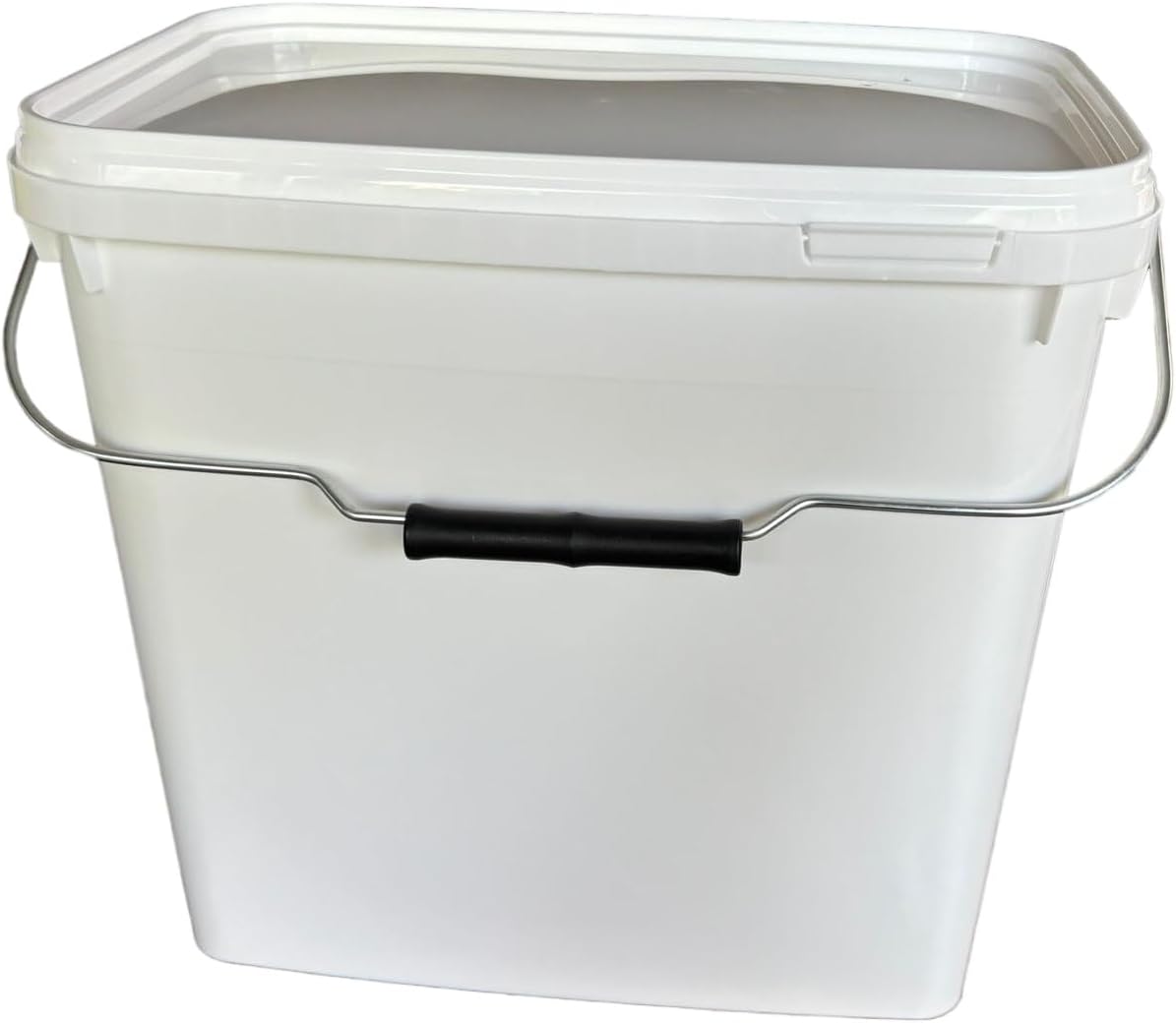 10 Liter Eimer rechteckig mit Deckel weiß
