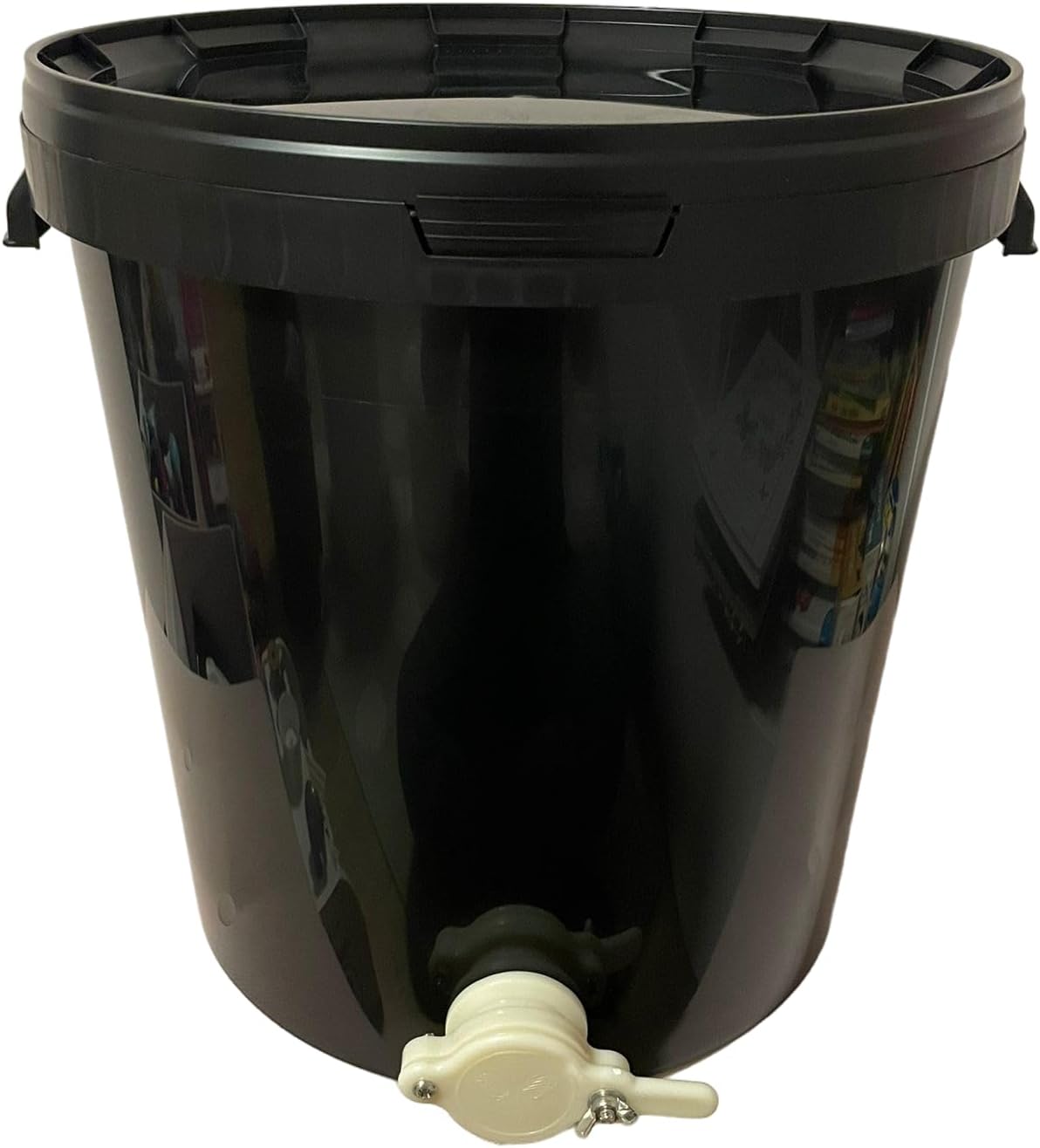 33 Liter Schwarz Abfülleimer Honigeimer mit Abfüllhahn und Deckel