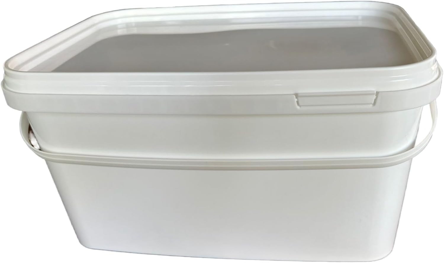 5 Liter Eimer rechteckig mit Deckel weiß